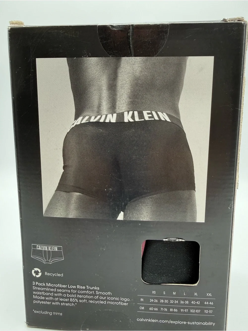 Calvin Klein Intense Power Low Rise Trunks - Black with Multicolor Waistband